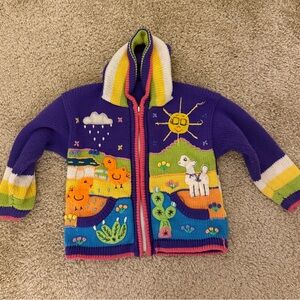 Colorful Children's Knit Sweater with Animal Design
